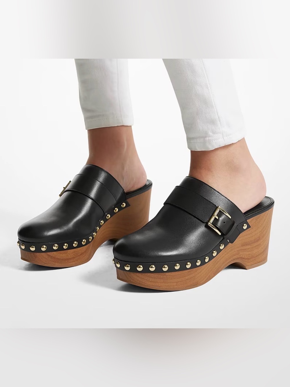 Michael Kors Rye Studded Leather Platform Clogs